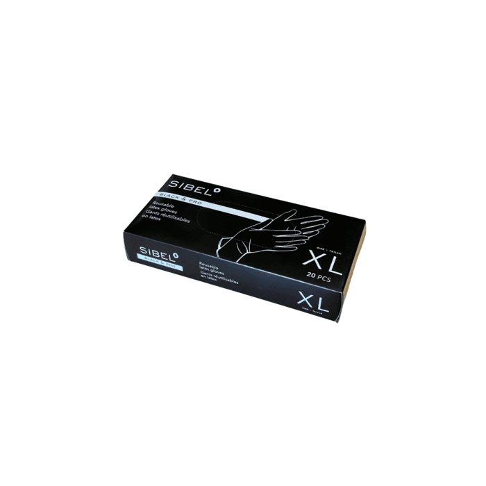 20 GANTS REUTILISABLE BLACK LATEX XL